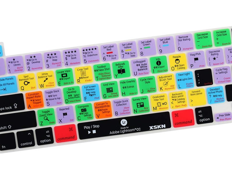 XSKN Lightroom CC English Silicone Shortcuts Keyboard Cover Skin for 2019 New MacBook Pro 16 inch A2141 2020 New MacBook Pro 13.3 inch A2338 M1/ A2251/A2289 with Touch Bar & Touch ID US Version - Image 2
